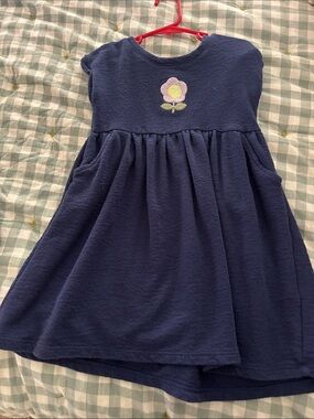Cat & Jack Navy Flower Appliqué Sleeveless Dress